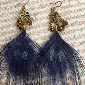 Peacock feather earrings